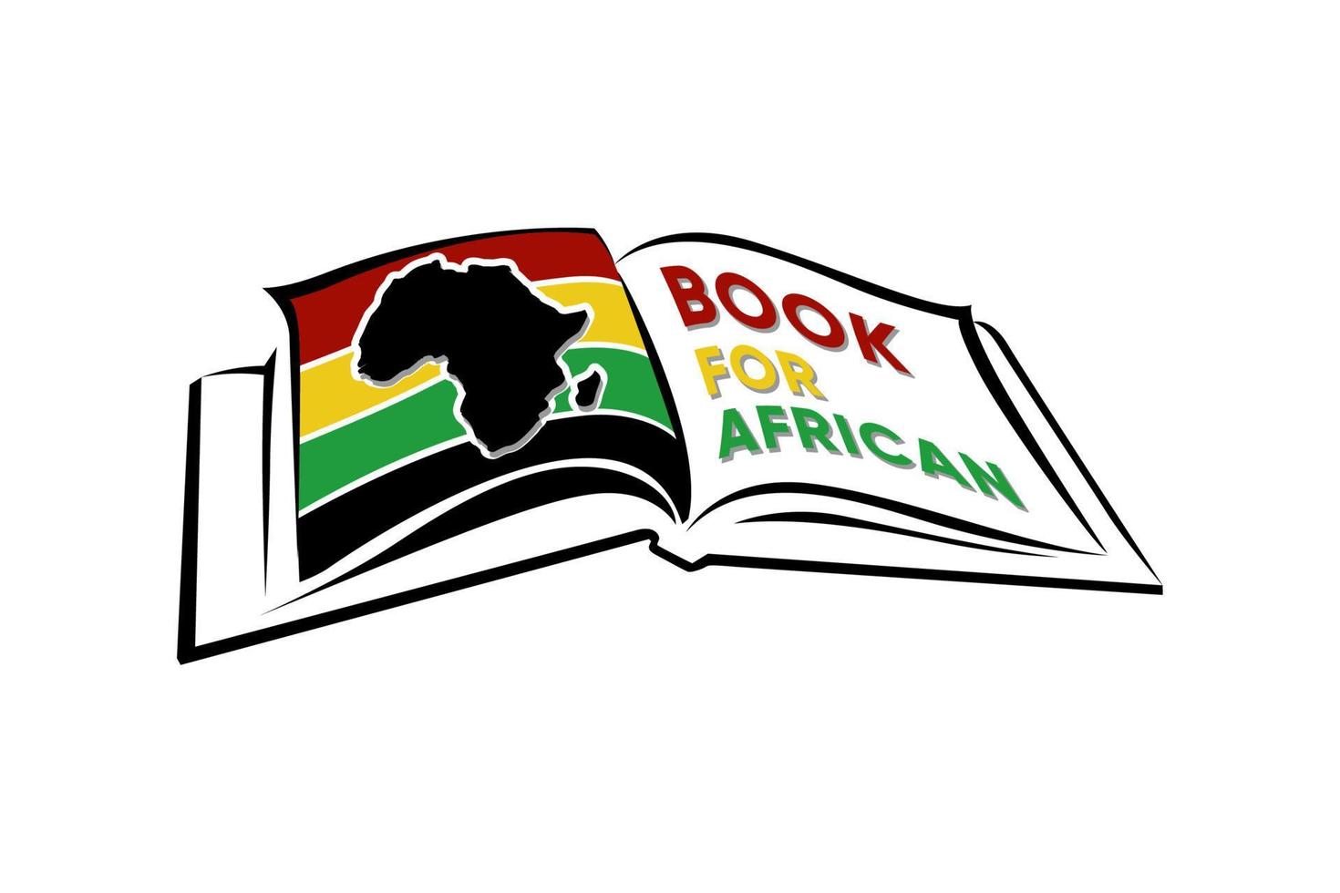 Book Logo And Map Of Africa With Red Yellow Green Background vector