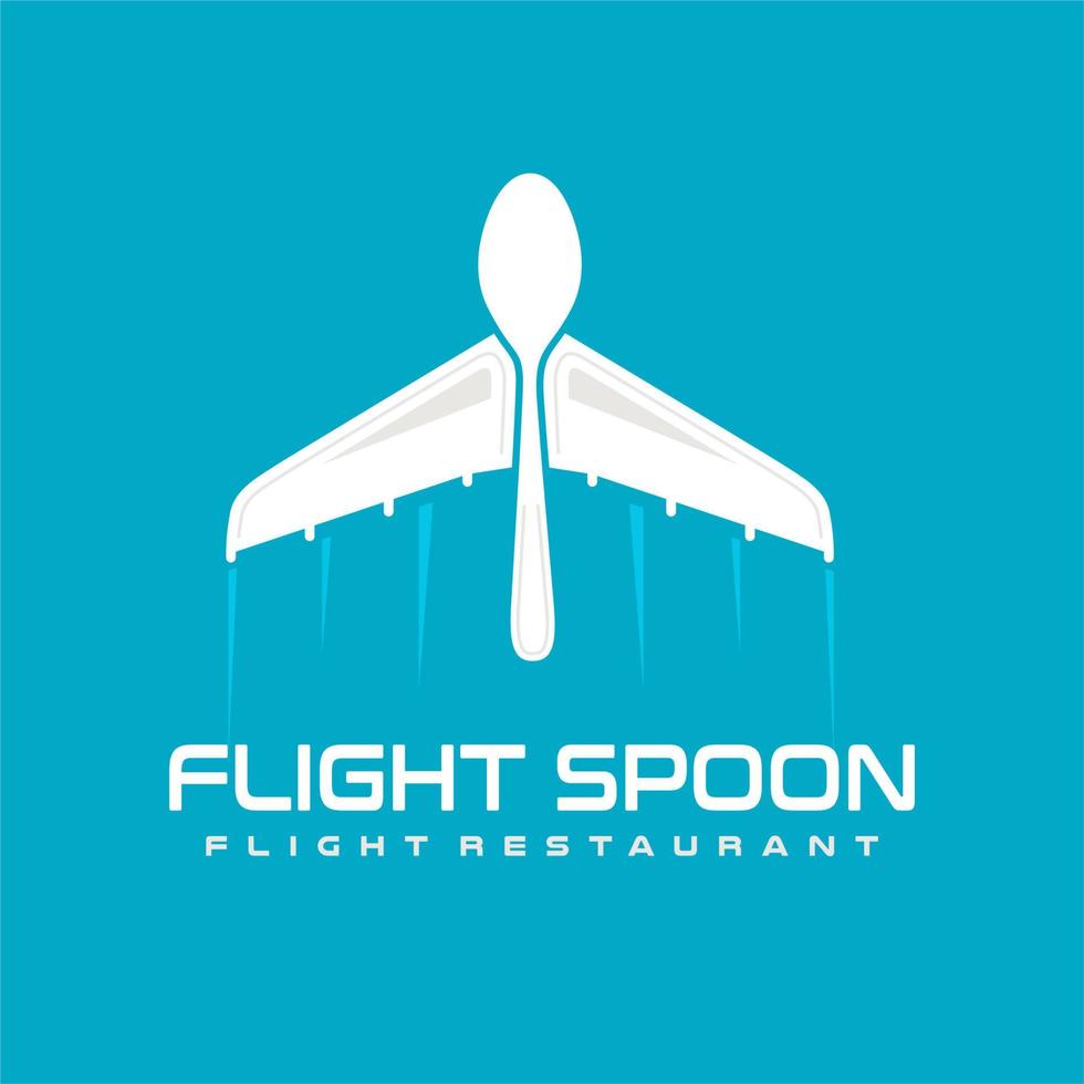 Spoon And Airplane Wing For Restaurant Themed Flight Vector Design