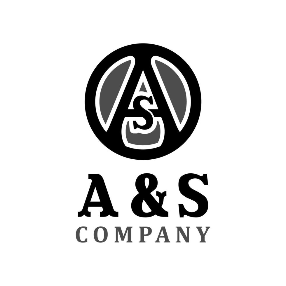 Initials Letter A S or S A Rounded Logo Vector Desain