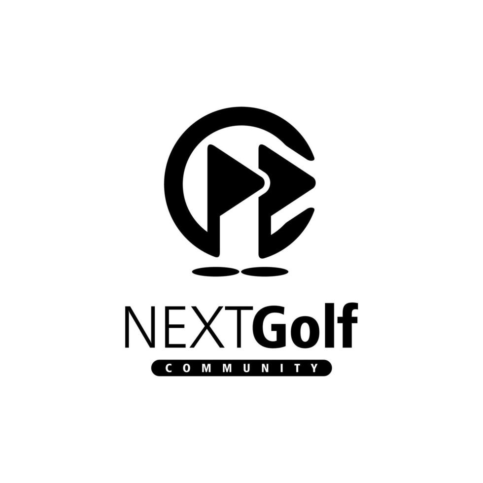 agujero de la pelota de golf siguiente botón jugador logo vector diseño
