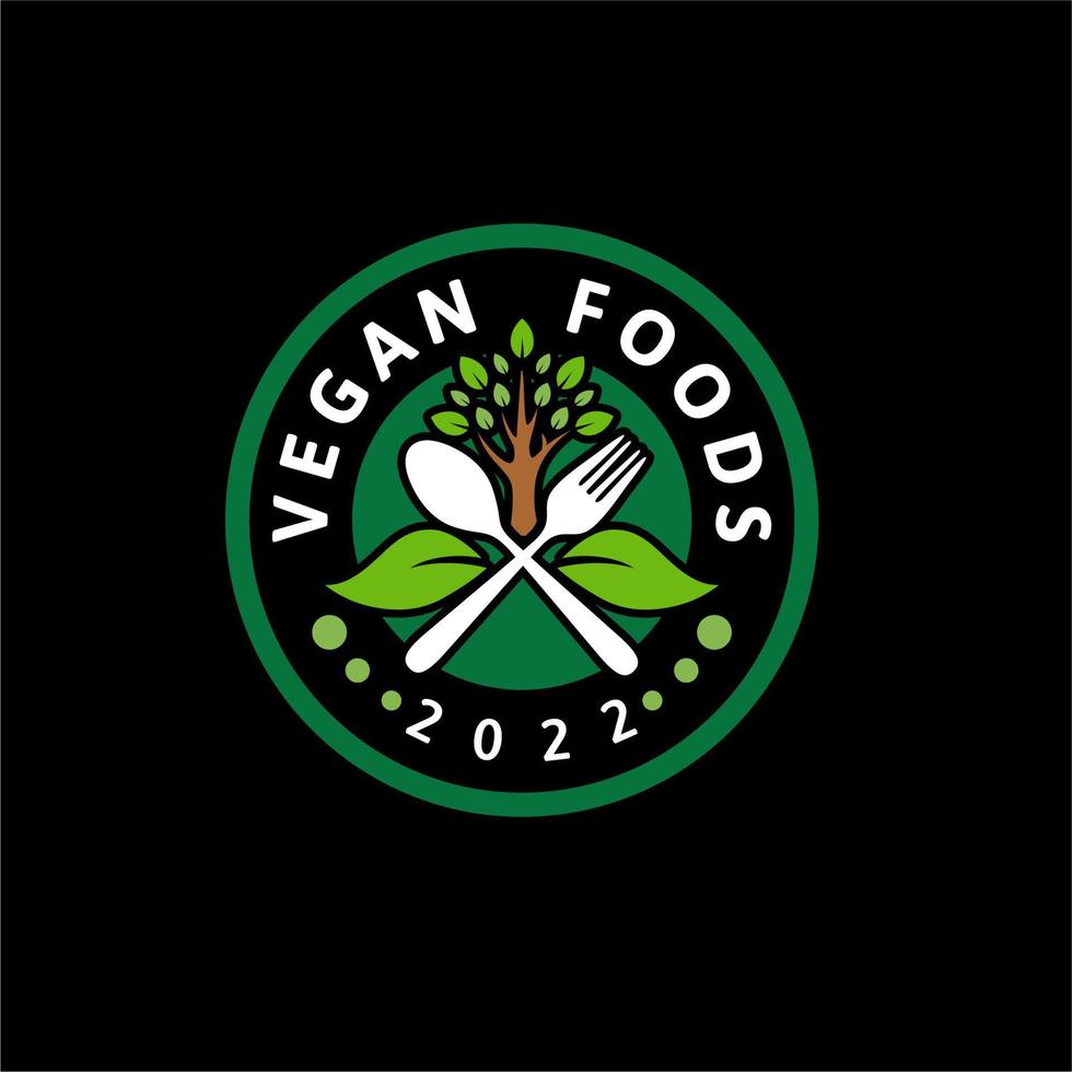 Logo Label For Vegetarian Food Products Or Vegan People Vector Design With Plant Icon And Cutlery