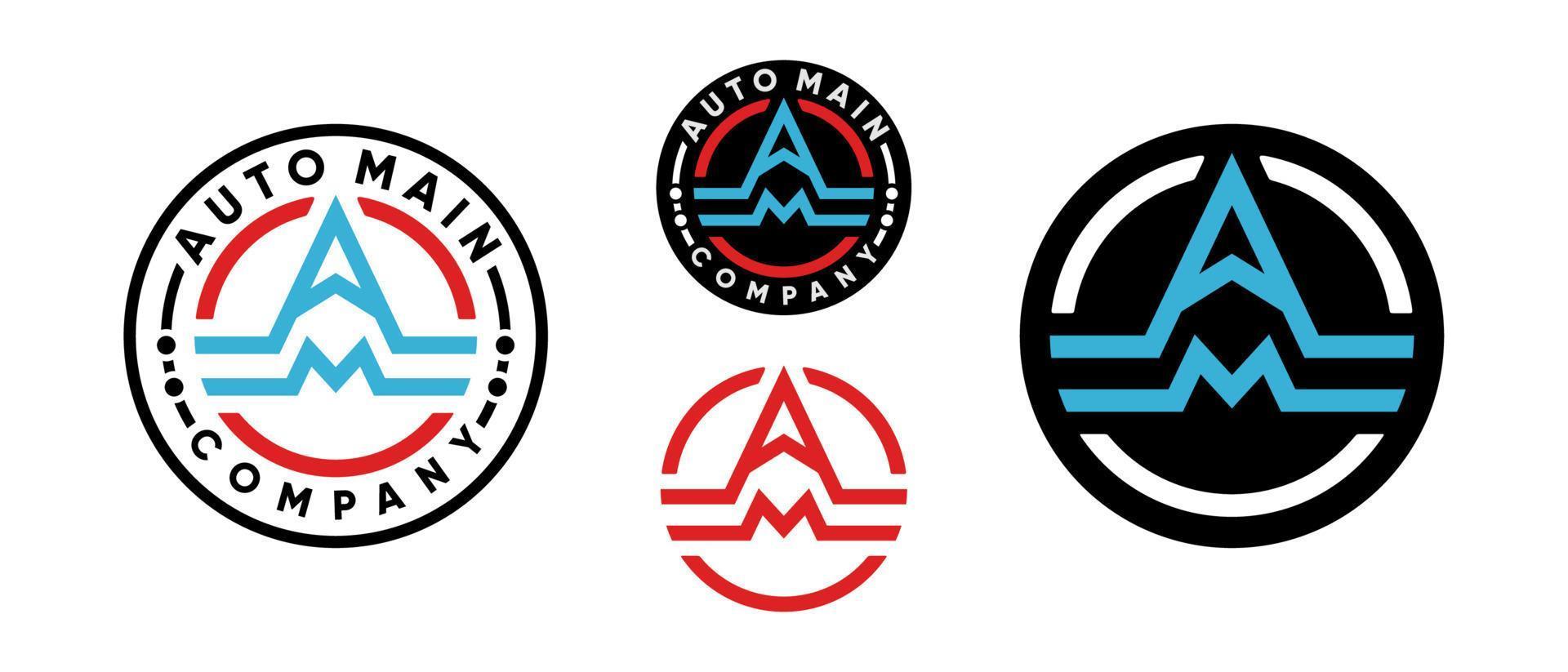 Modern Rounded Logo design with initial AM or MA vector