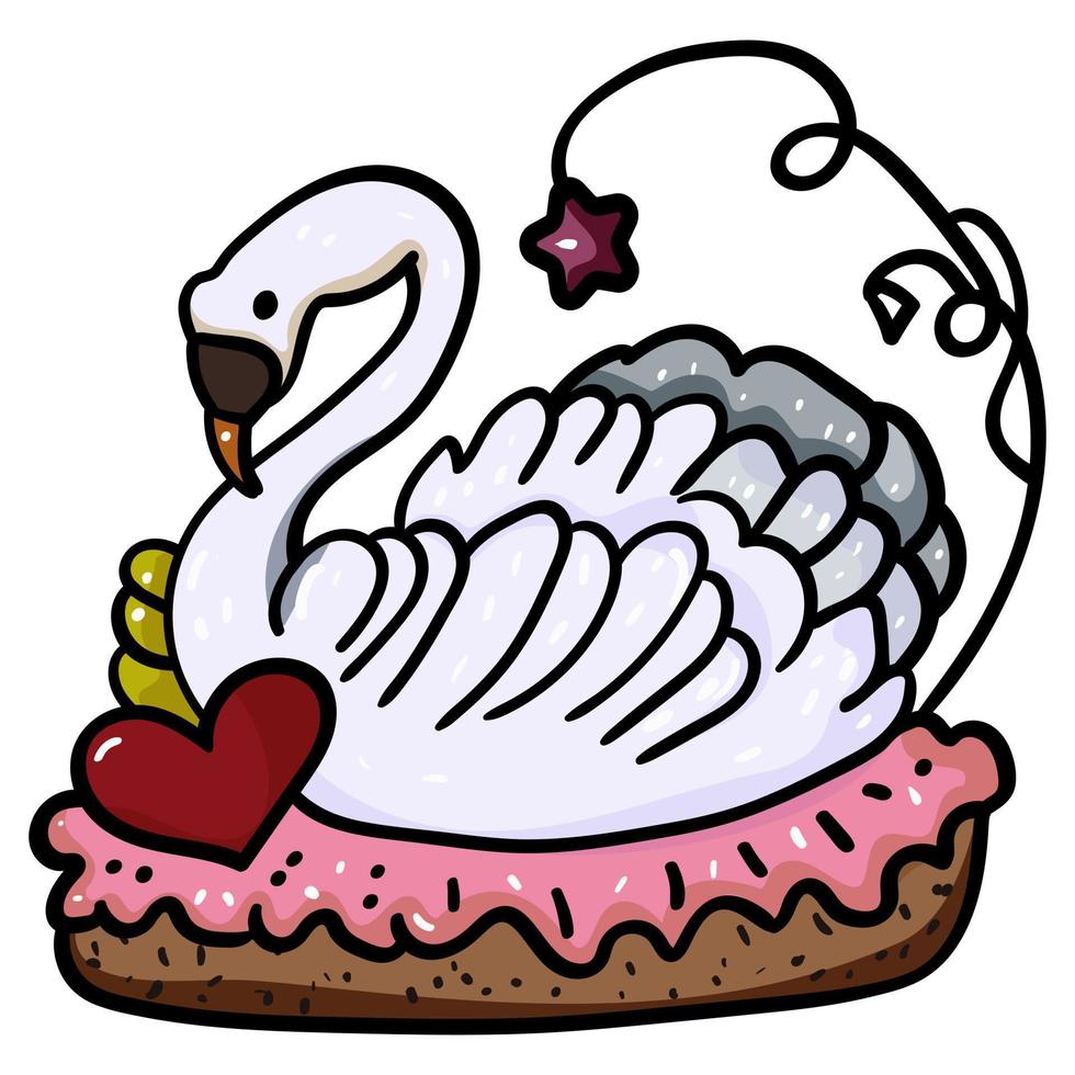 Cake with cream bird swan vector
