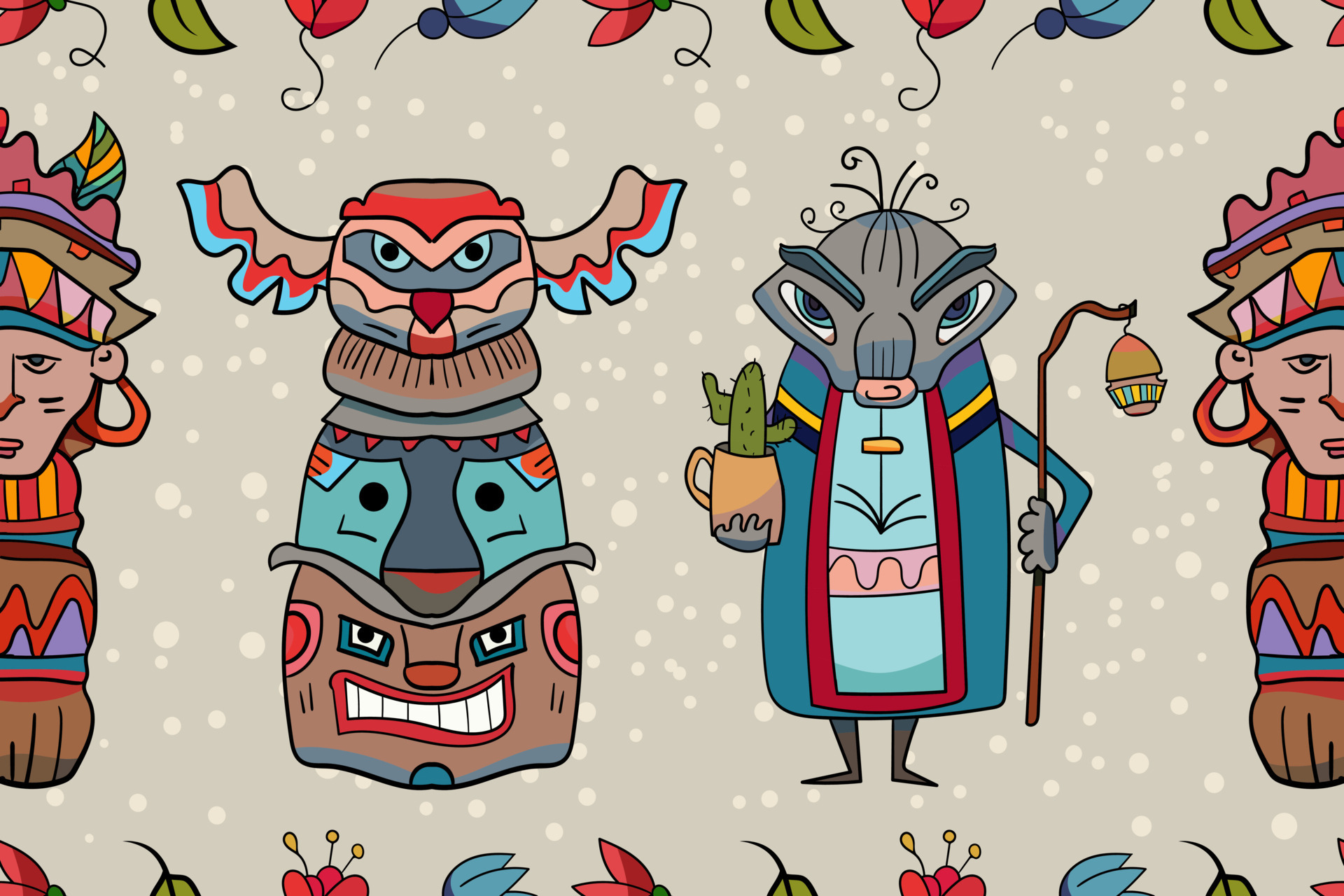 Totem Hawaii horizontal banner 11336663 Vector Art at Vecteezy