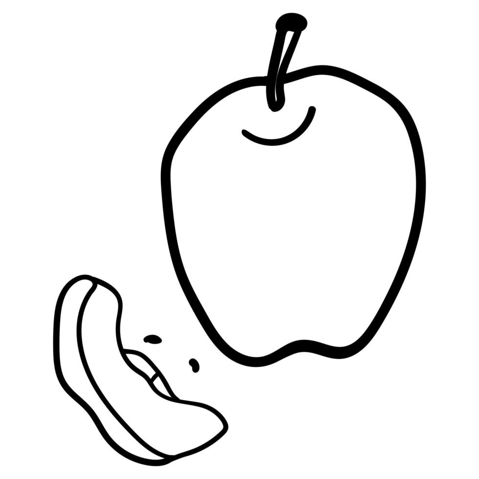 manzana fruta dibujada a mano vector