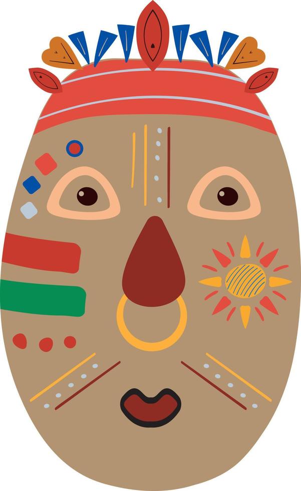máscara africana tribal con un anillo en la nariz vector