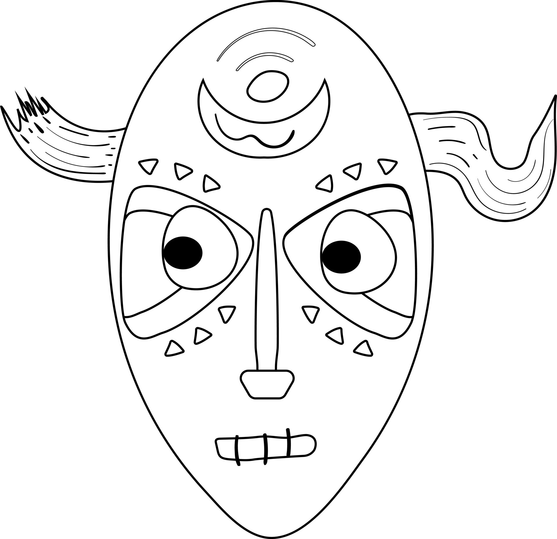 Wooden african mask with horns 11336755 Vector Art at Vecteezy
