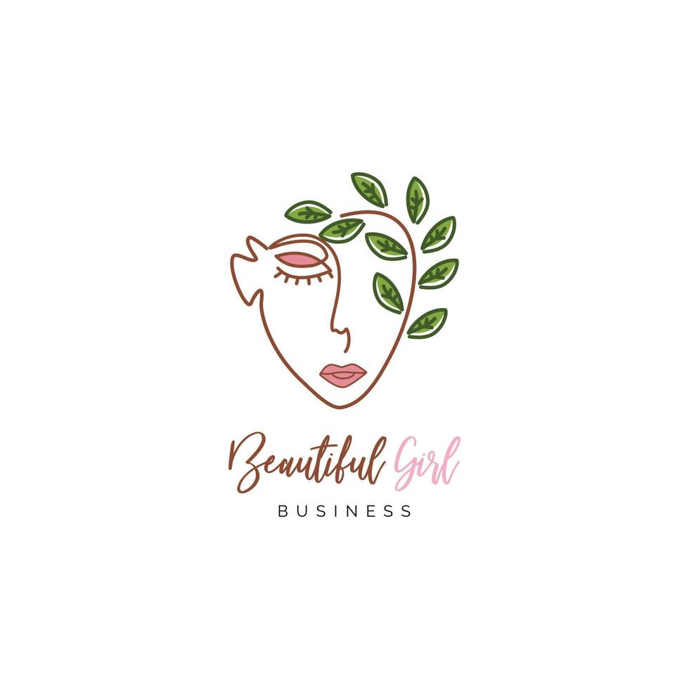 Beautiful Girl Icon Logo Design Template vector