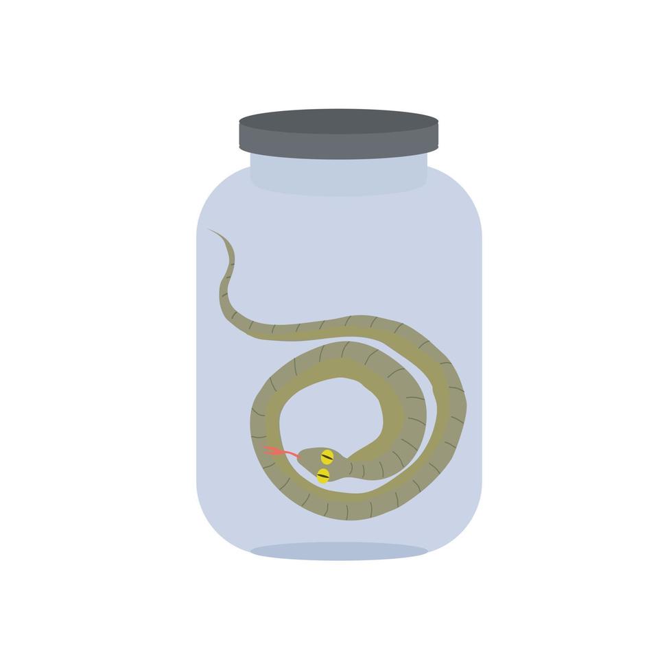 Glass jar with a snake. Second illustration. vector