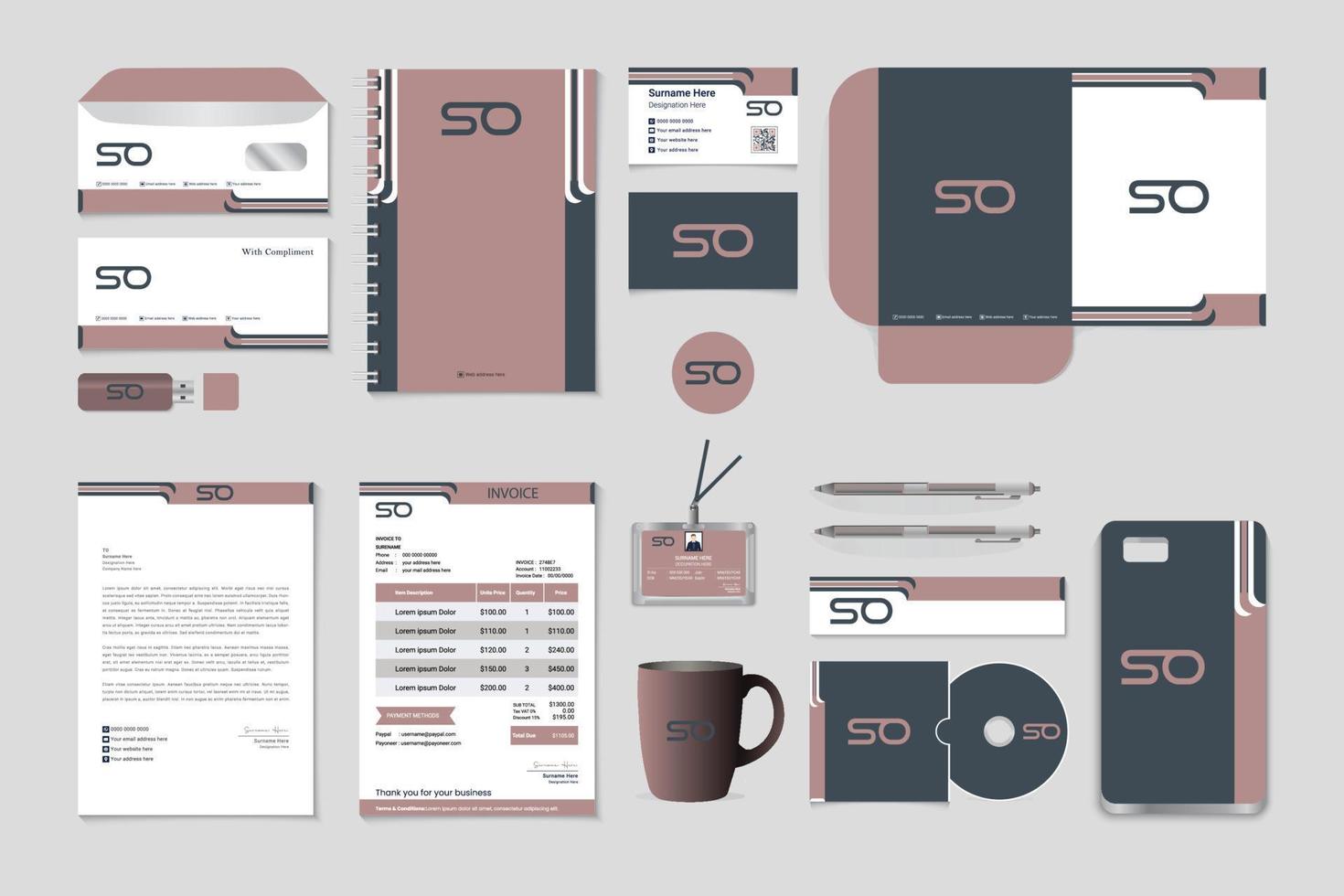 Corporate business identity stationery vector