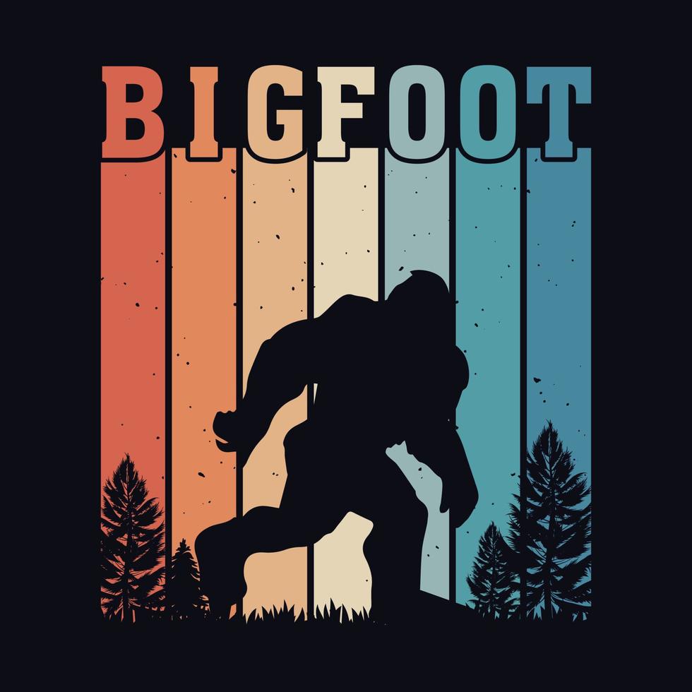 Vintage, Retro Background Bigfoot T shirt design vector