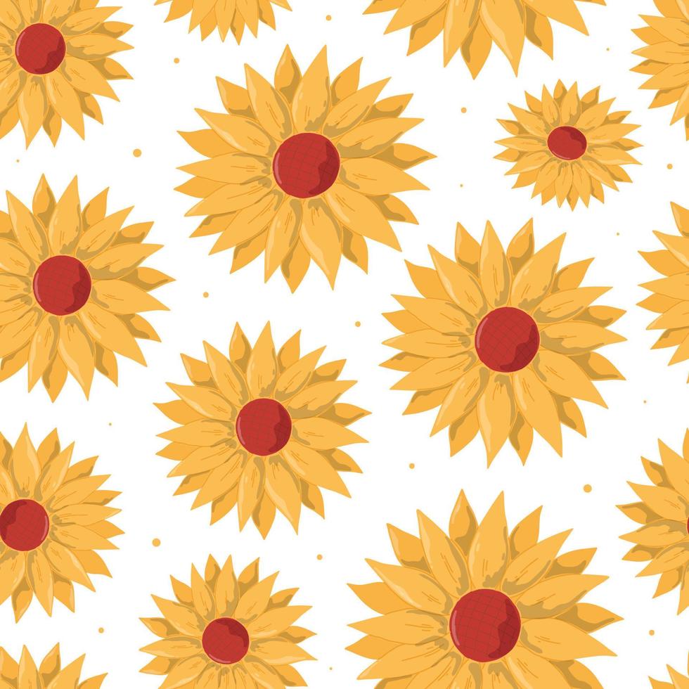 Sunflowers seamless pattern for wrapping paper, wallpaper, scrapbooking, textile prints, stationary, thanksgiving decor, packaging, etc. EPS 10 vector