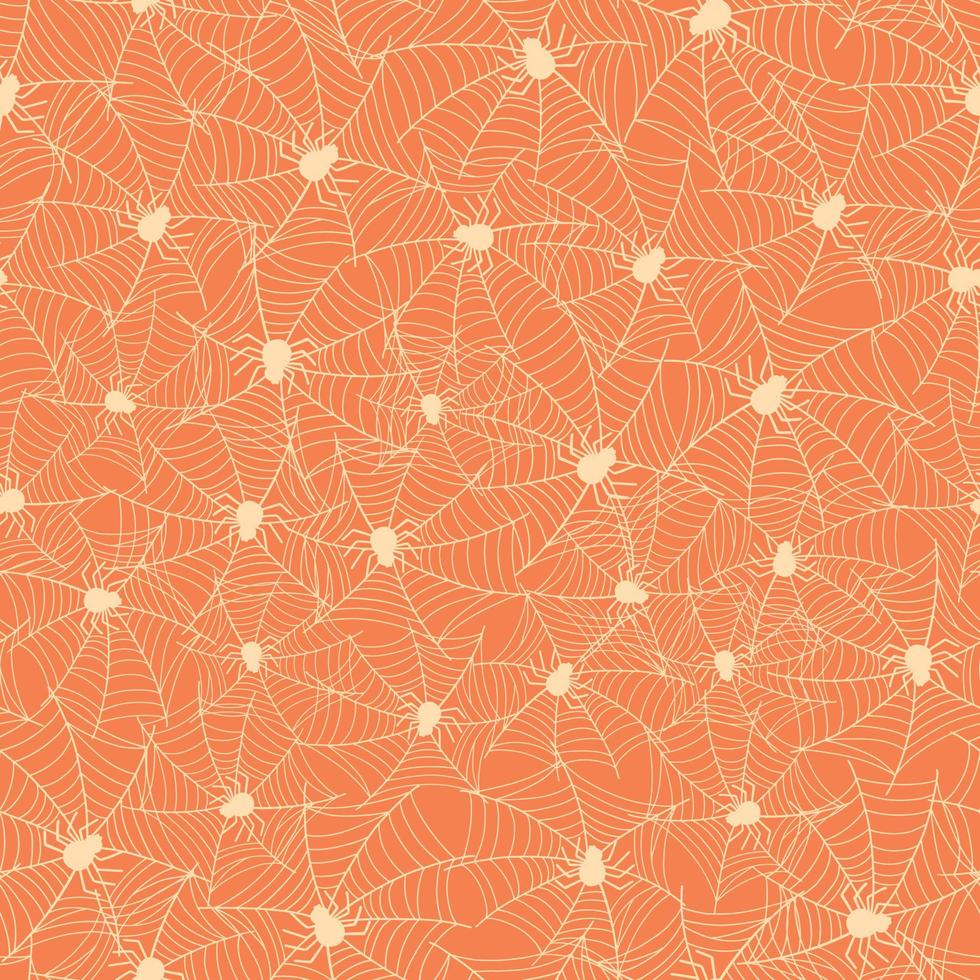 Halloween seamless pattern with spider's web on orange background for textile prints, wrapping paper, scrapbooking, stationary, packaging, background, etc. EPS 10 vector
