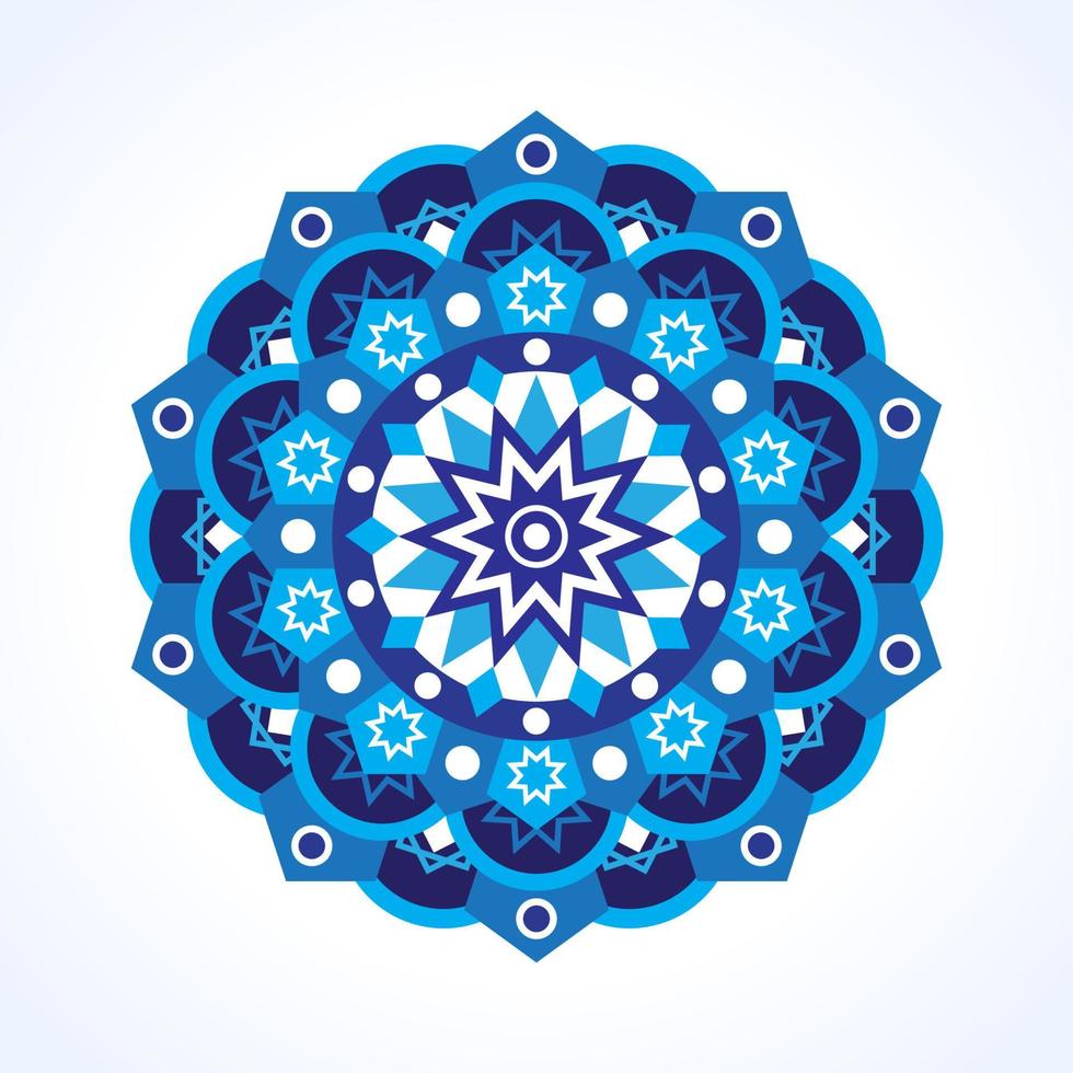 Beautiful blue mandala pattern on white color background vector