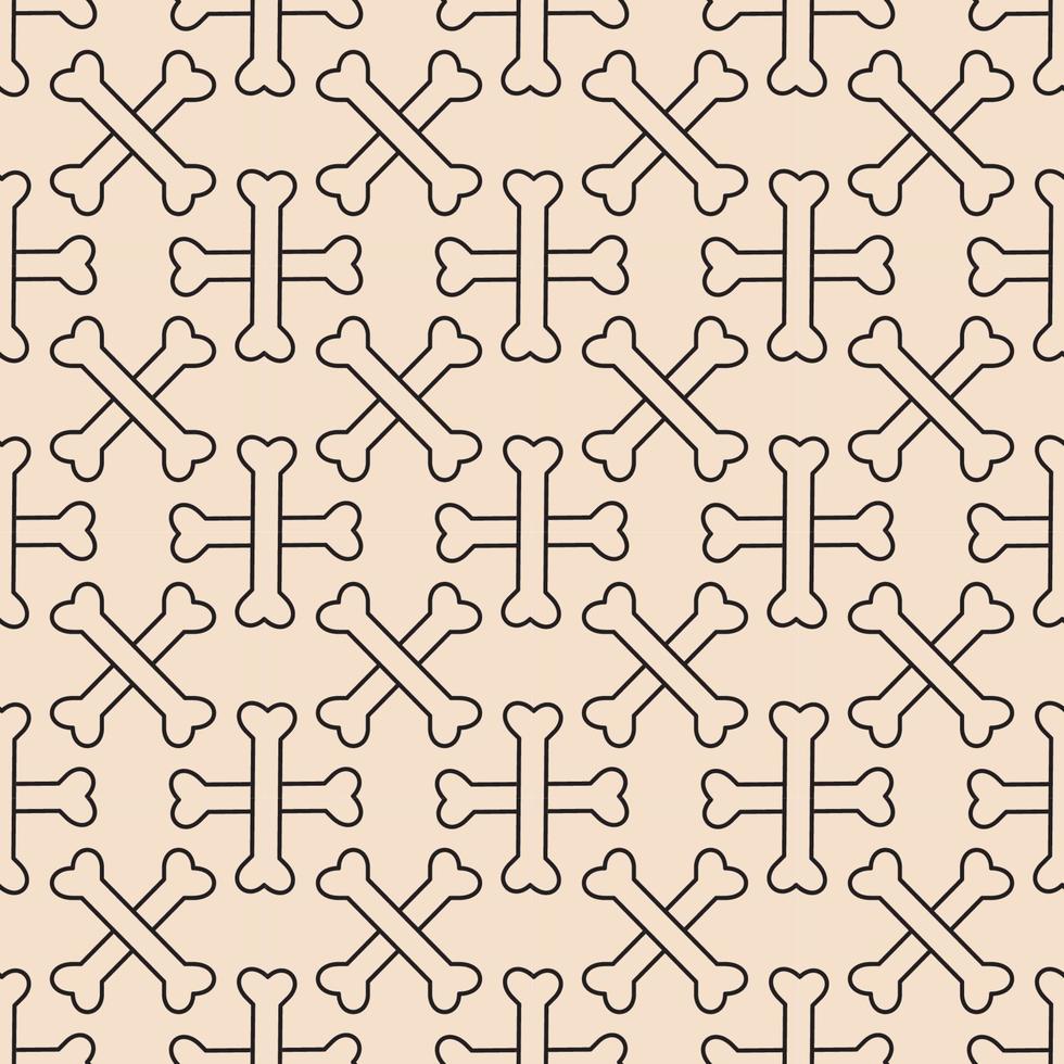 Crossbones texture in outline style vector stock illustration. Seamless pattern design template. Skintone, Beige color theme