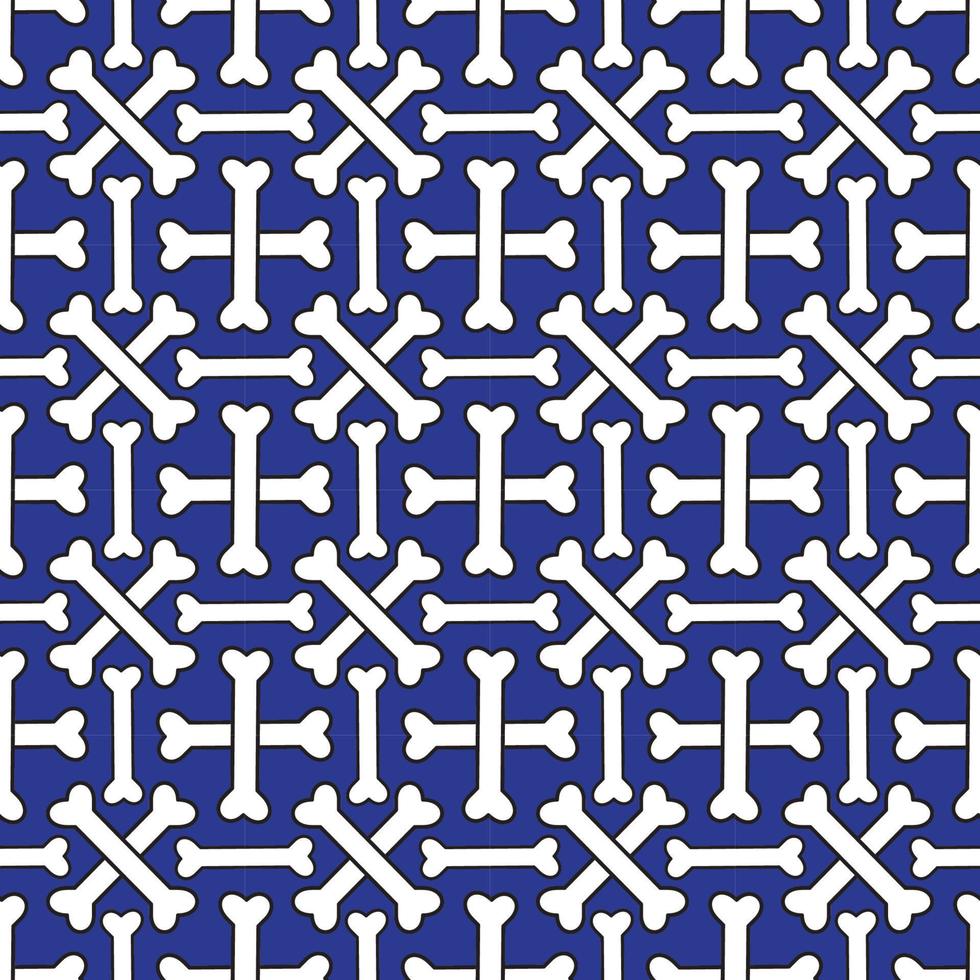 Crossbones texture vector illustration. Seamless pattern stock design template. Dark blue and white color theme