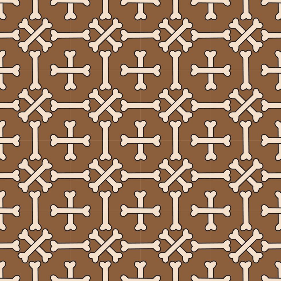 Crossbones texture with outline vector stock illustration. Seamless pattern design template. Brown and Beige color theme