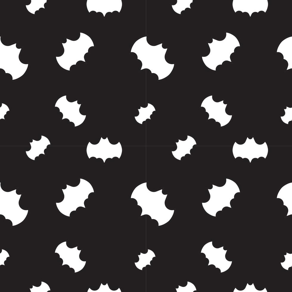 Bat shape vector illustration. Seamless pattern design template. Black and white color theme.