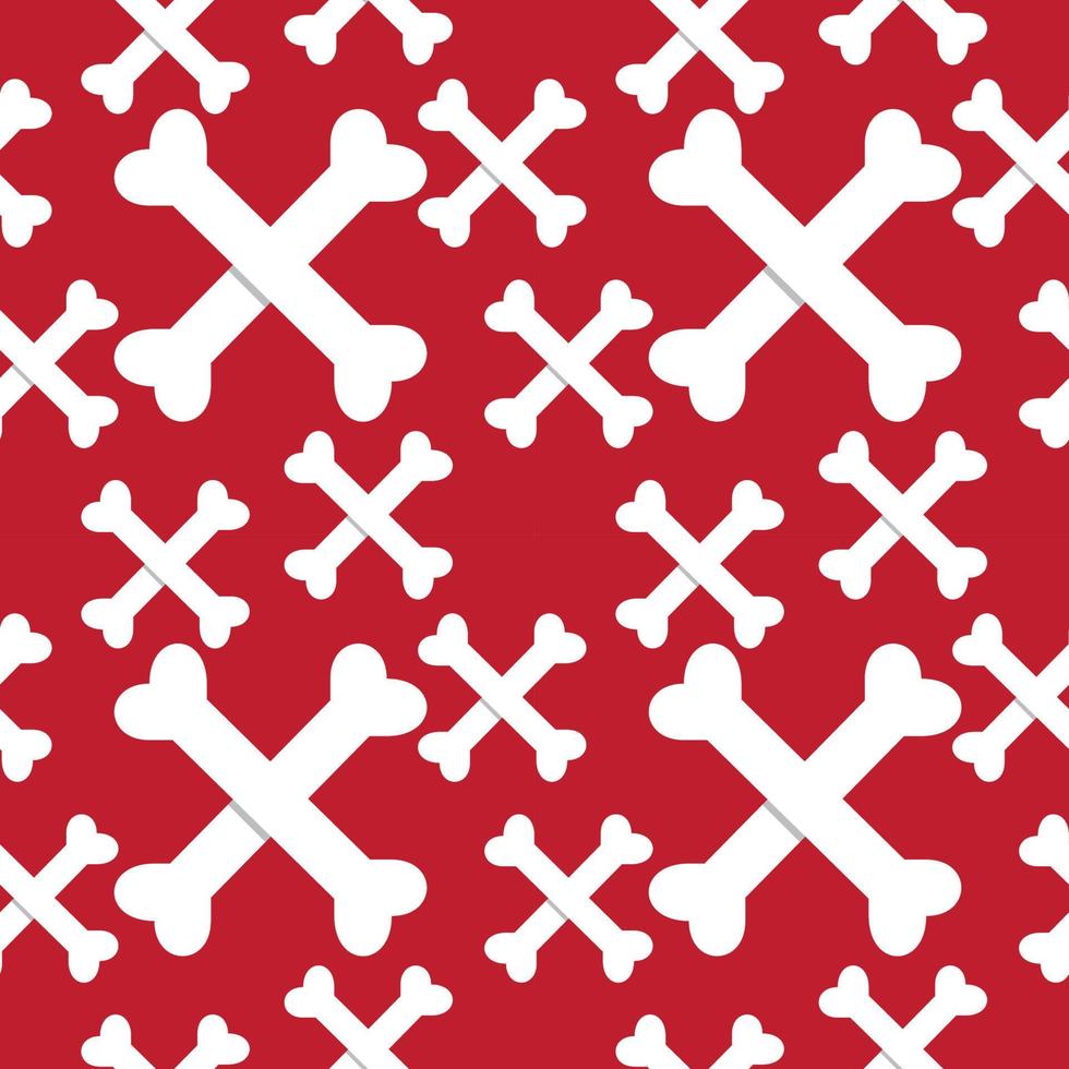 Crossbones seamless pattern design template. Vector stock illustration. Red and white color theme