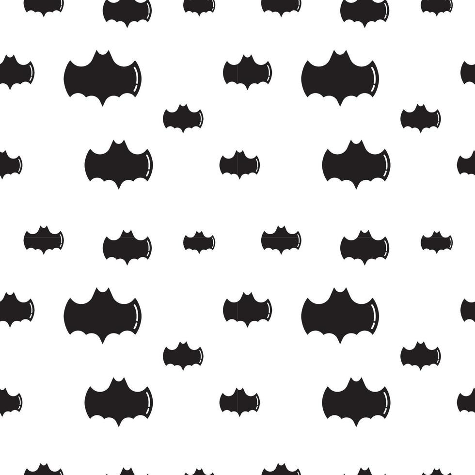 Black bat shape vector illustration on white color background. Seamless pattern design template.