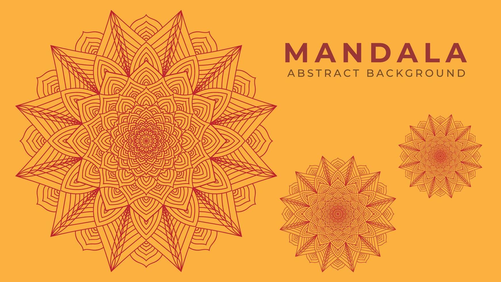 hermosa ilustración de vector de arte mandala. plantilla de diseño de fondo abstracto. estilo de diseño de esquema de lujo. tema de color granate naranja