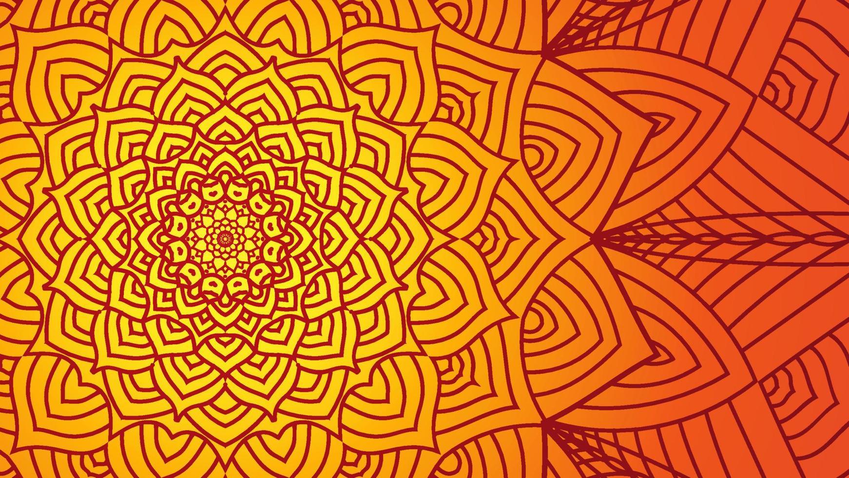 Luxury Mandala Art Vector Illustration. Abstract Background Design Template. Beautiful Outline Design Style. Orange Maroon Color Theme