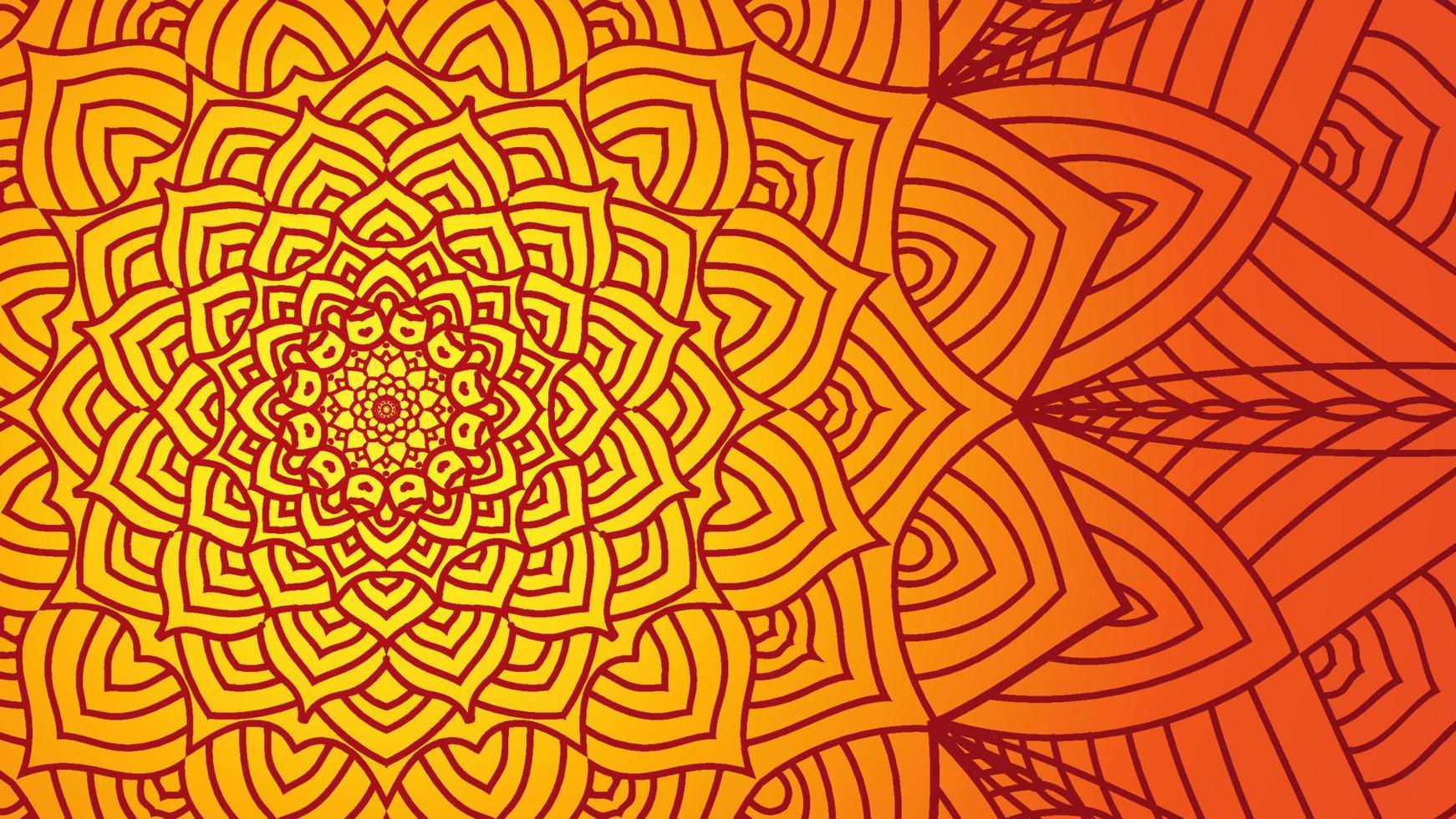 ilustración de vector de arte de mandala de lujo. plantilla de diseño de fondo abstracto. hermoso estilo de diseño de contorno. tema de color granate naranja