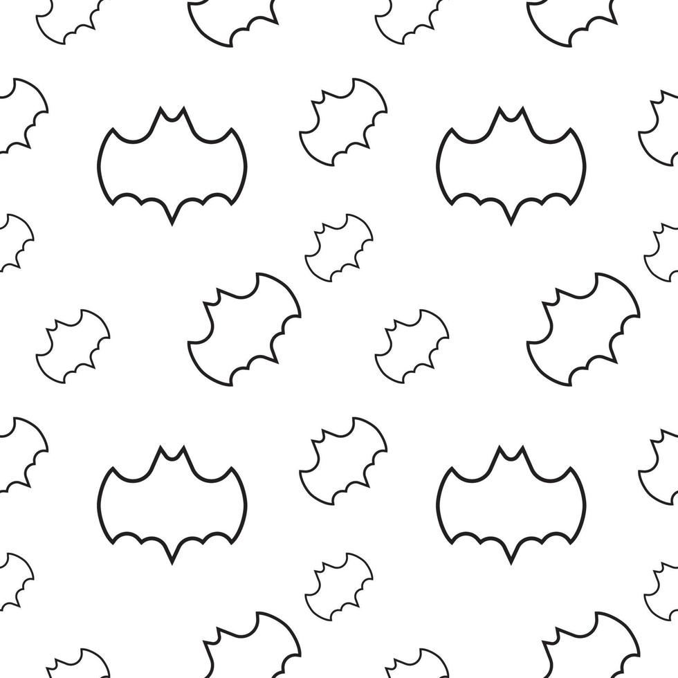 Bat texture vector illustration. Seamless pattern desing template. Black outline design style in white color background.