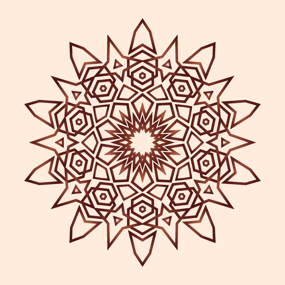 Elegant golden brown lineart mandala pattern. Decorative vector illustration