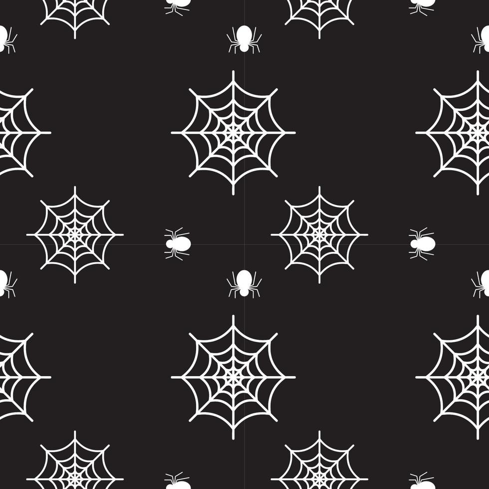 Spider and cobweb texture. Seamless pattern design template. Monochrome, Black and white color theme. Vector illustration