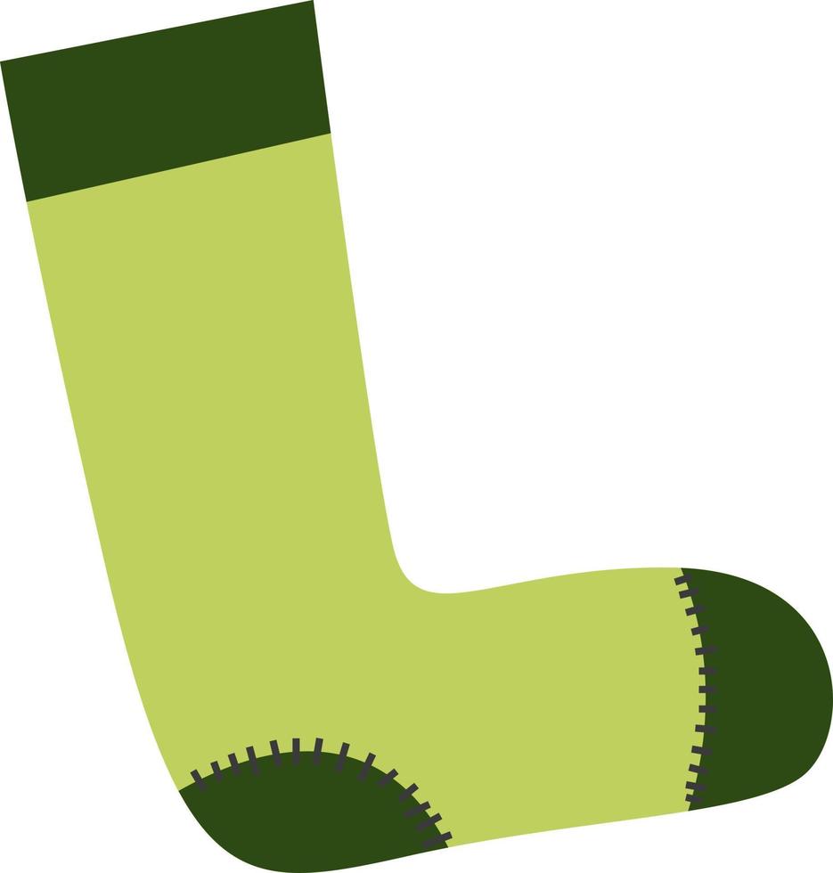 Long green sock. vector