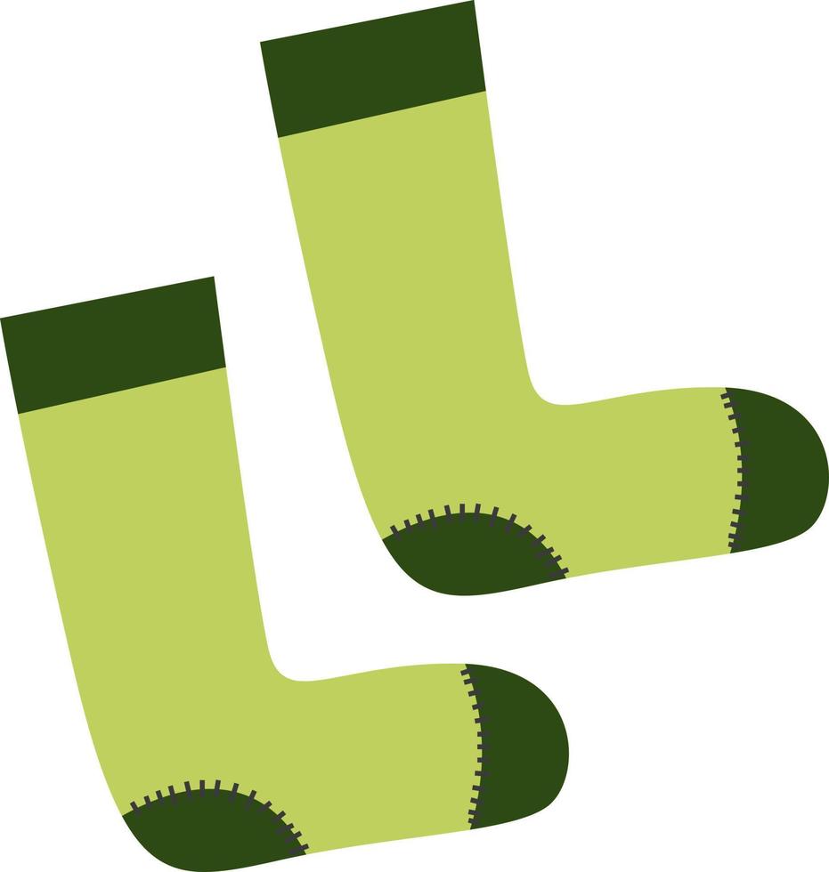 Green winter socks. vector