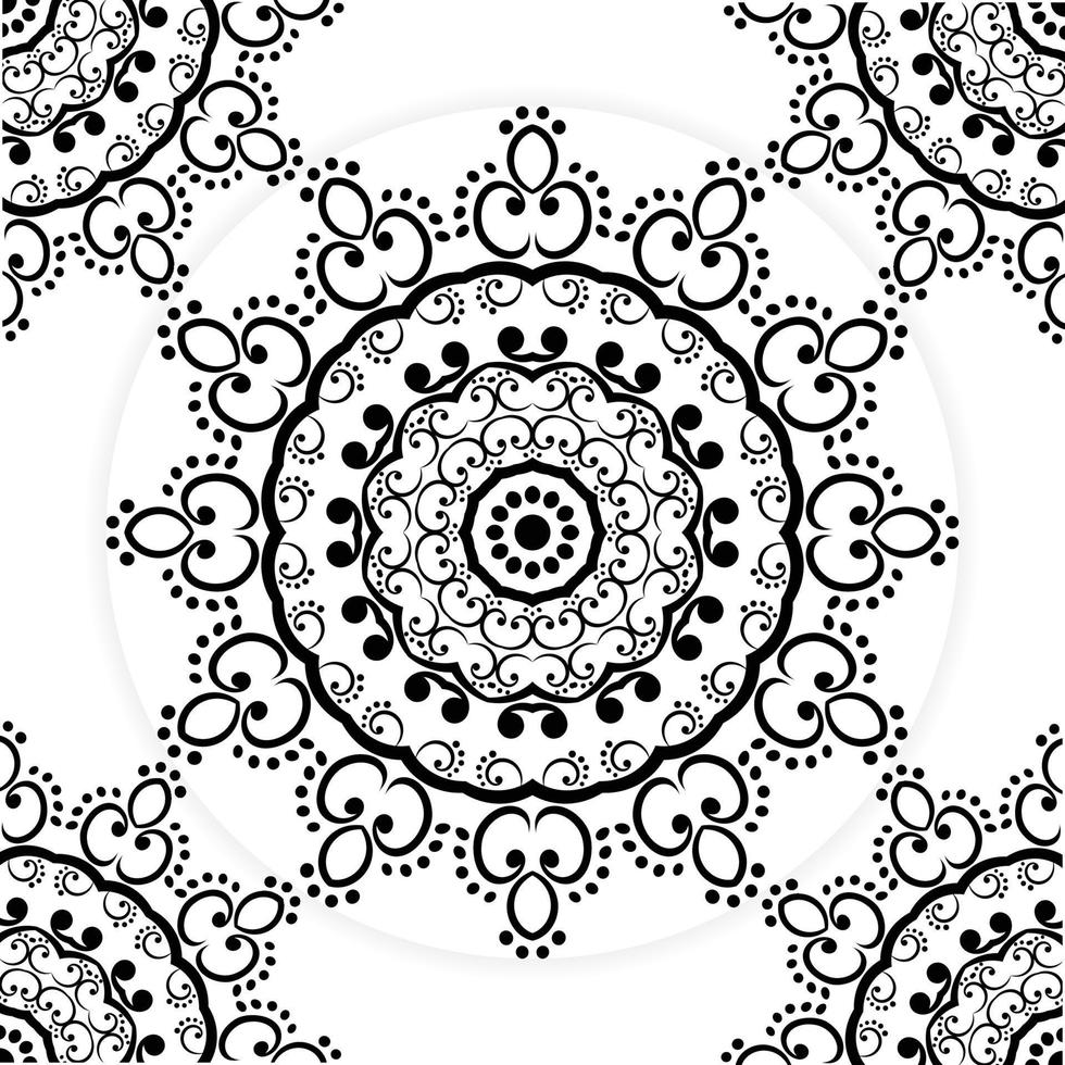 Abstract seamless mandala pattern. Texture in white and black colors. For design, fashion print, scrapbooking, coloring pages vector