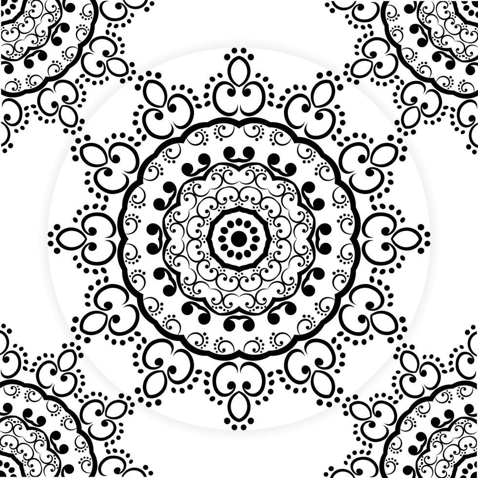 Abstract seamless mandala pattern. Texture in white and black colors. For design, fashion print, scrapbooking, coloring pages vector