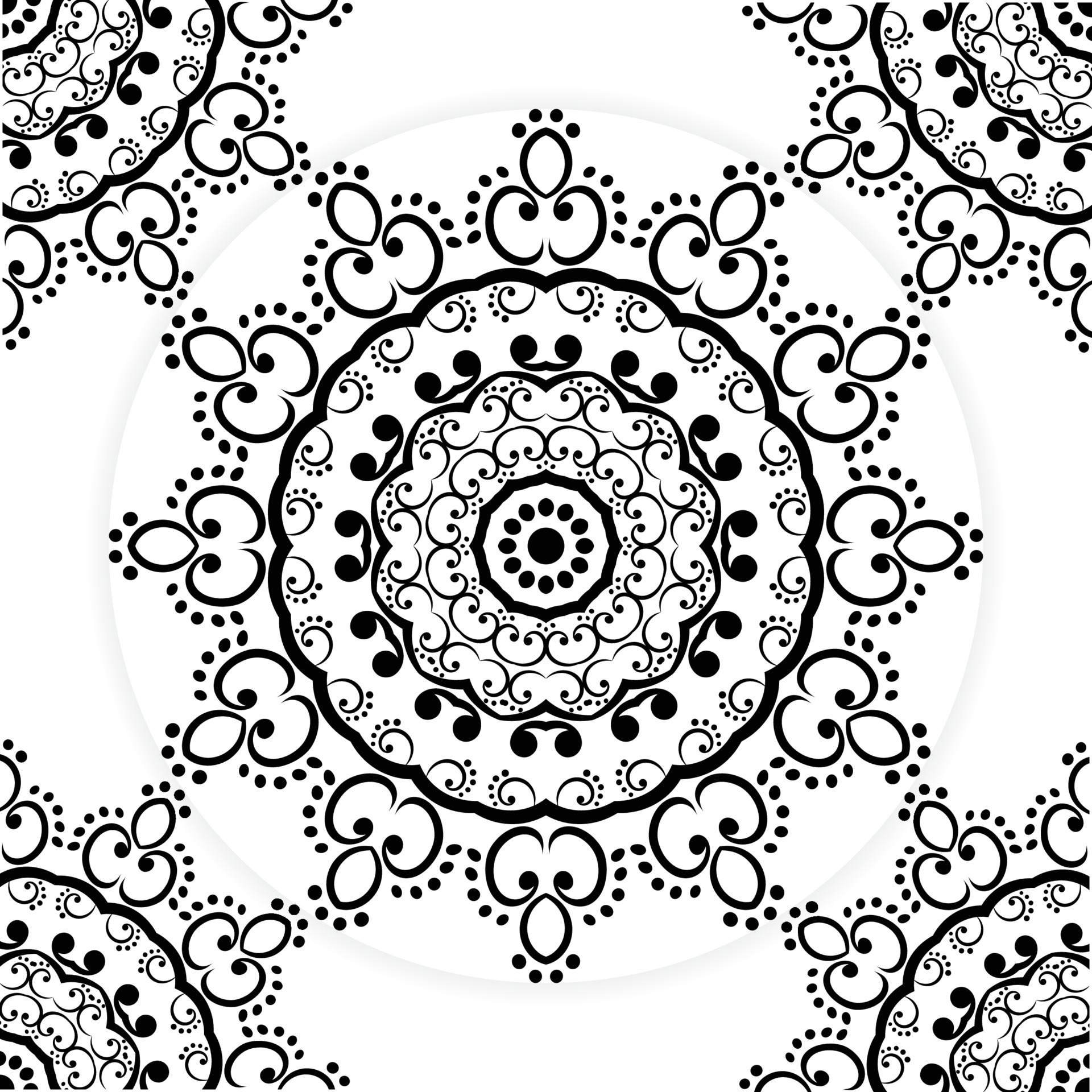 Abstract seamless mandala pattern. Texture in white and black colors