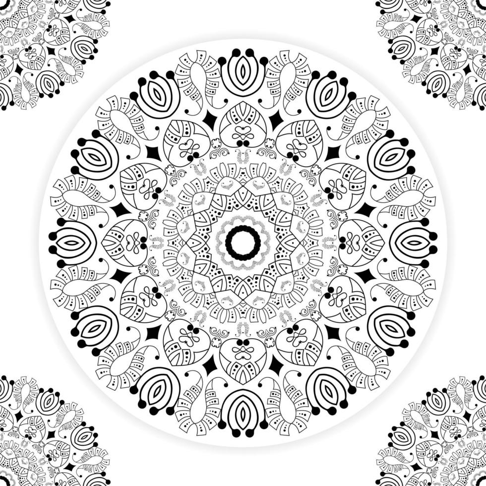 el mandala está aislado en un fondo blanco. plantilla para la página del libro de colorear. patrón místico oriental. ilustración de mandalas ornamento decorativo del círculo en estilo étnico vector