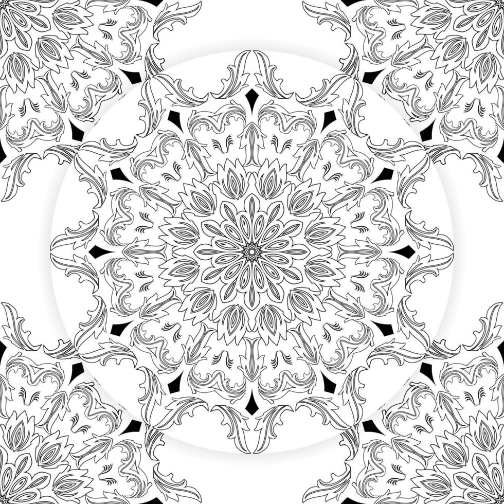 Mandala Design Coloring Page, Floral Mandala Pattern Adult Coloring Page, Ornamental Mandala. Linear ornament pattern, Beautiful Deco Floral mandala, vector