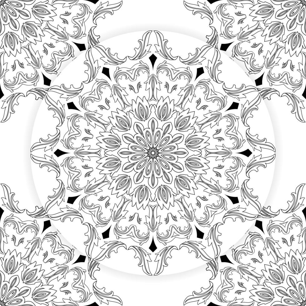 página para colorear de diseño de mandala, página para colorear de adulto con patrón de mandala floral, mandala ornamental. patrón de ornamento lineal, hermoso mandala floral deco, vector