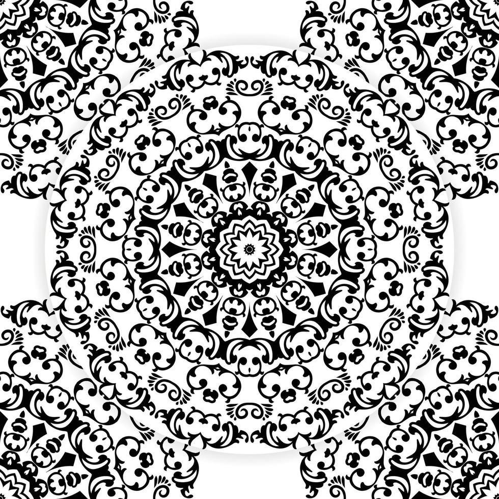 Rounded pattern in form of mandala with Lotus flower for Henna, Mehndi, tattoo, decoration. Decorative ornament in ethnic oriental style. Outline doodle hand draw vector illustration