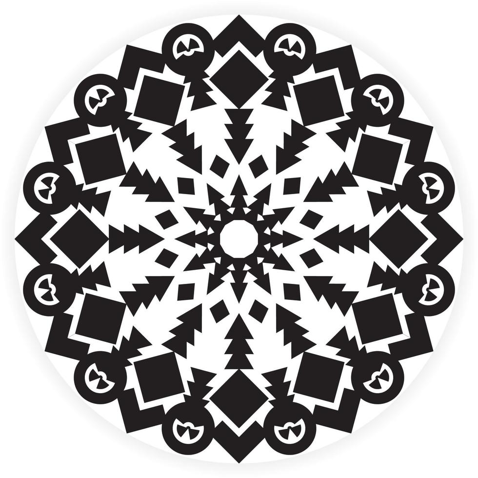mandala Round with floral pattern. Black and white coloring page Vector design, Coloring book page anti stress for adults