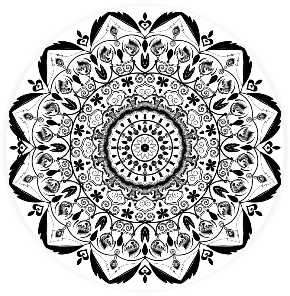Geometric Mandala Minimal floral pattern, Abstract  Vector seamless pattern, Lotus in doodle style background