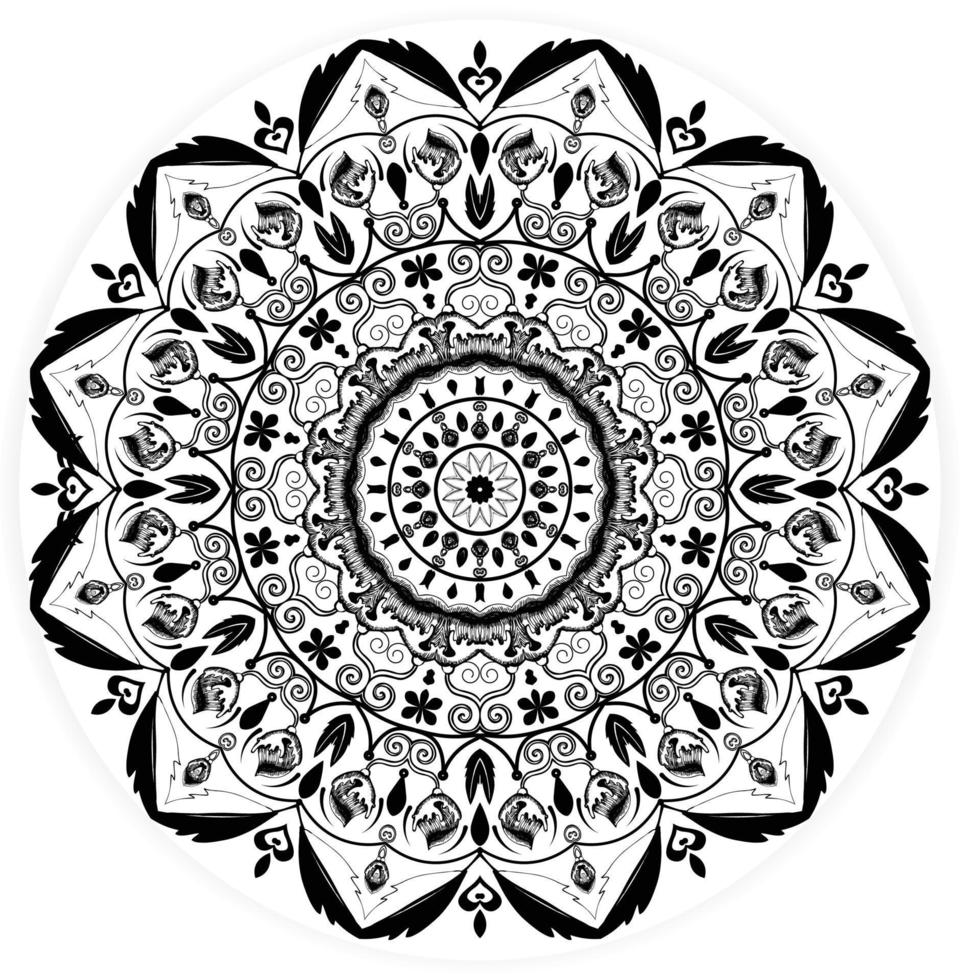 patrón floral mínimo de mandala geométrico, patrón sin costura vectorial abstracto, loto en el fondo de estilo de fideos vector