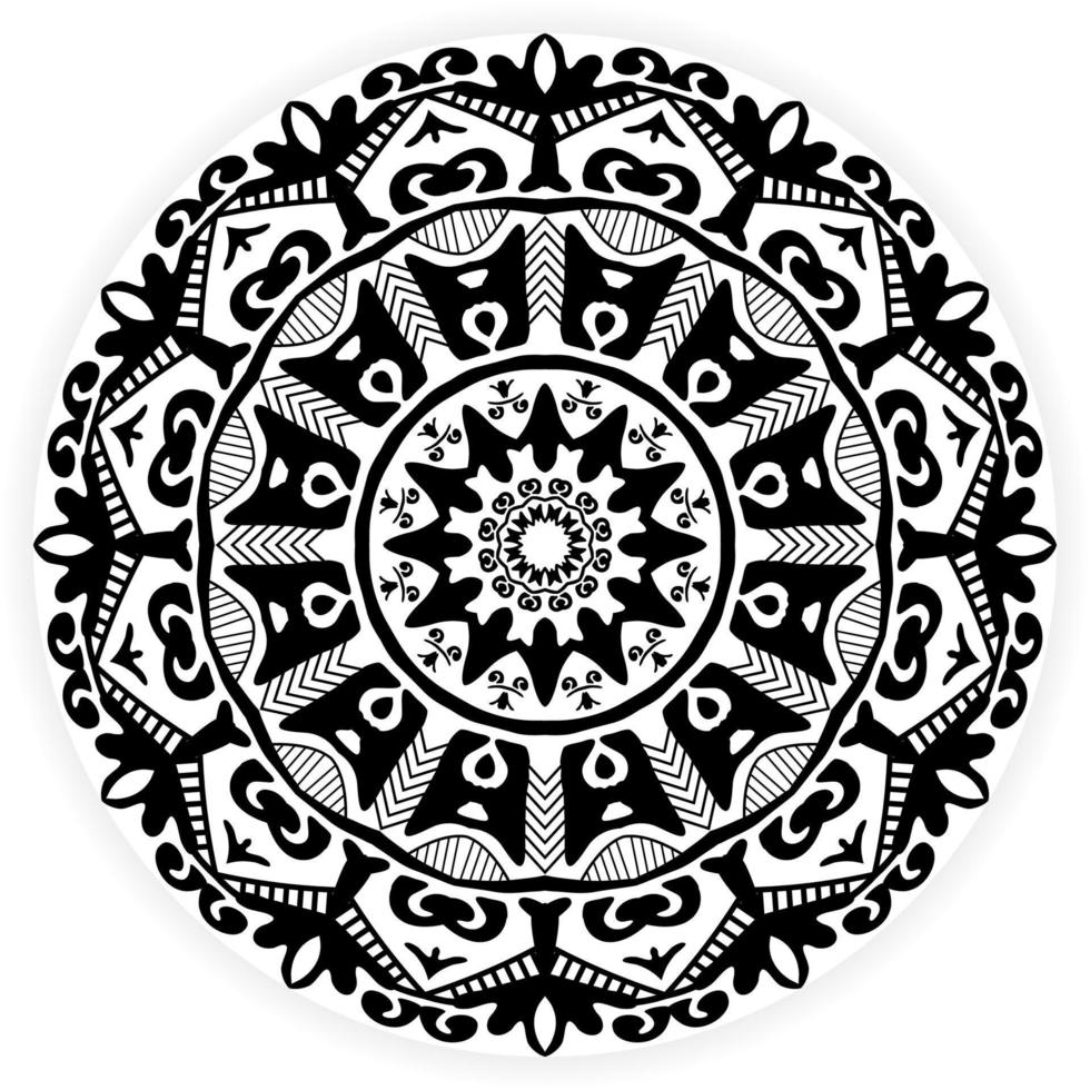 Floral mandala in black and white,  abstract circular mandala pattern, outline hand draw mandala illustration. mandala coloring book page. vector