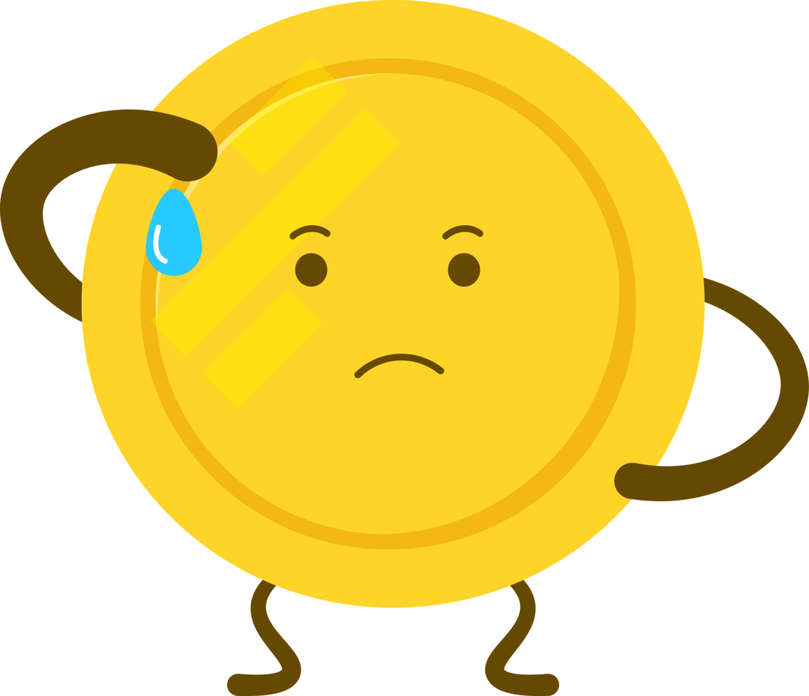coin character that wipes sweat of exhaustion png