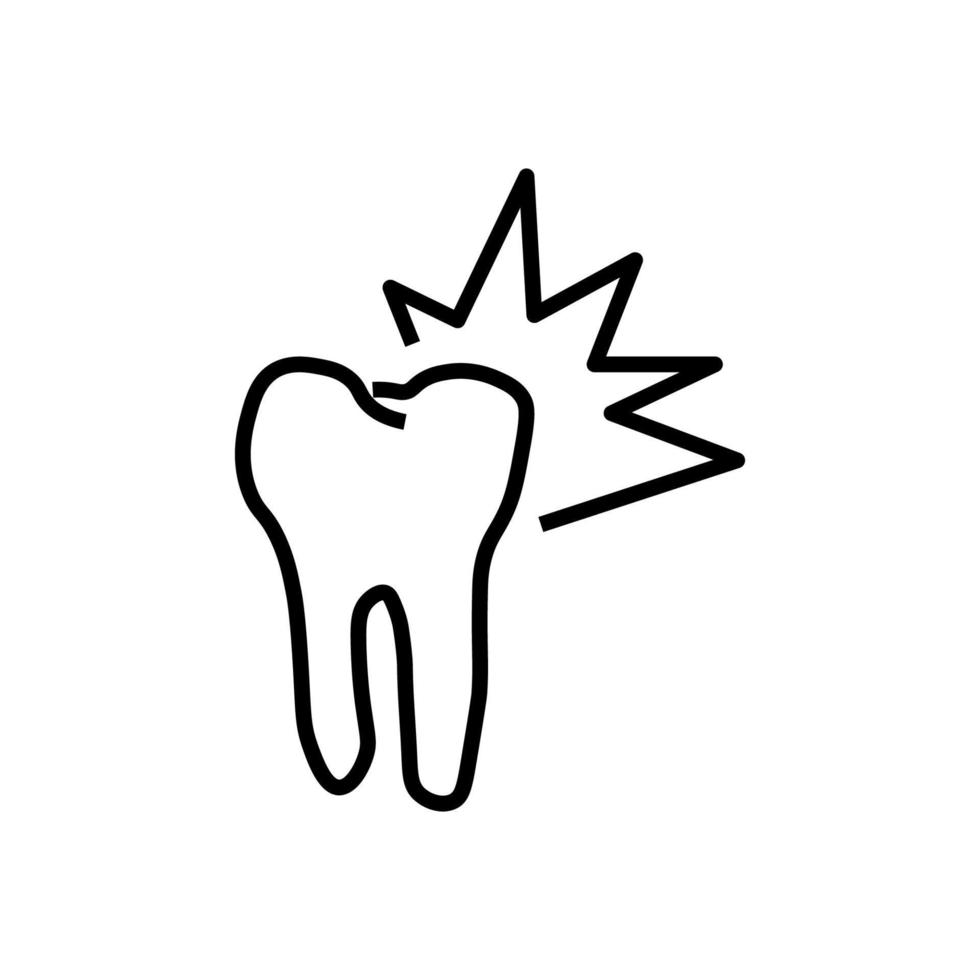 Profession and occupation concept. Modern outline sign drawn in flat style. Editable stroke. Vector monochrome isolated line icon of toothache or dental pain