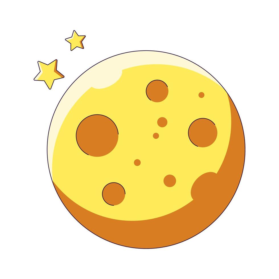 Halloween concept. Vivid cartoon illustration of Stars and Moon for sites, stores, articles, books, games, apps. Vibrant detailed image vector