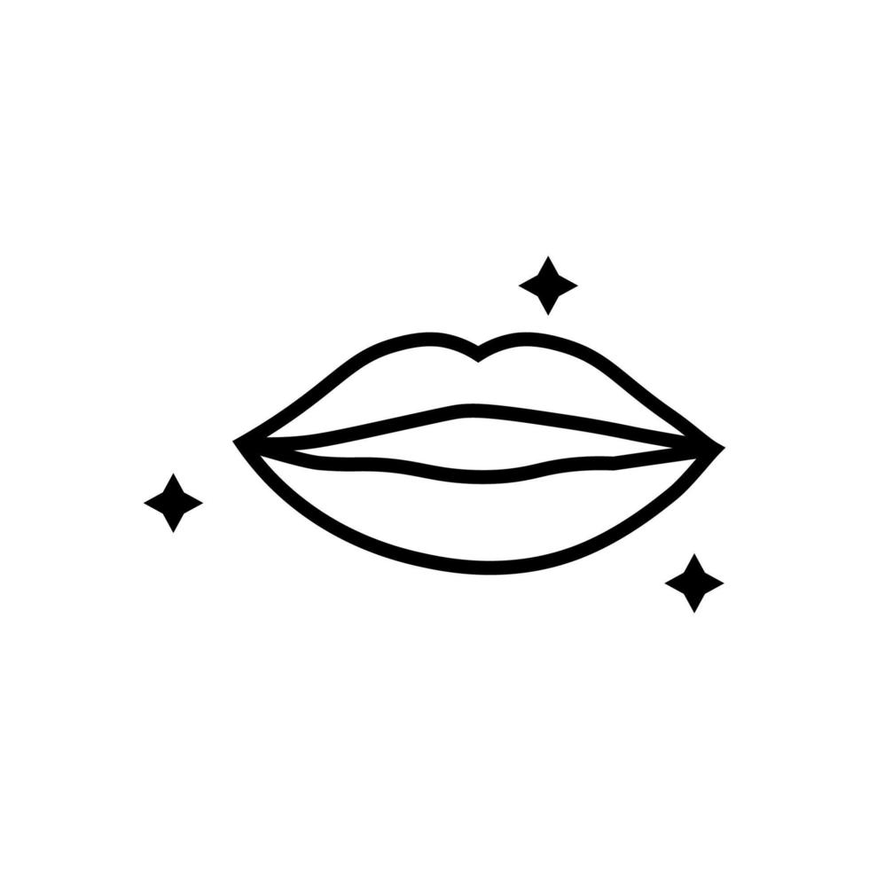 Profession and occupation concept. Modern outline sign drawn in flat style. Editable stroke. Vector monochrome isolated line icon of lips as symbol of healthy smile