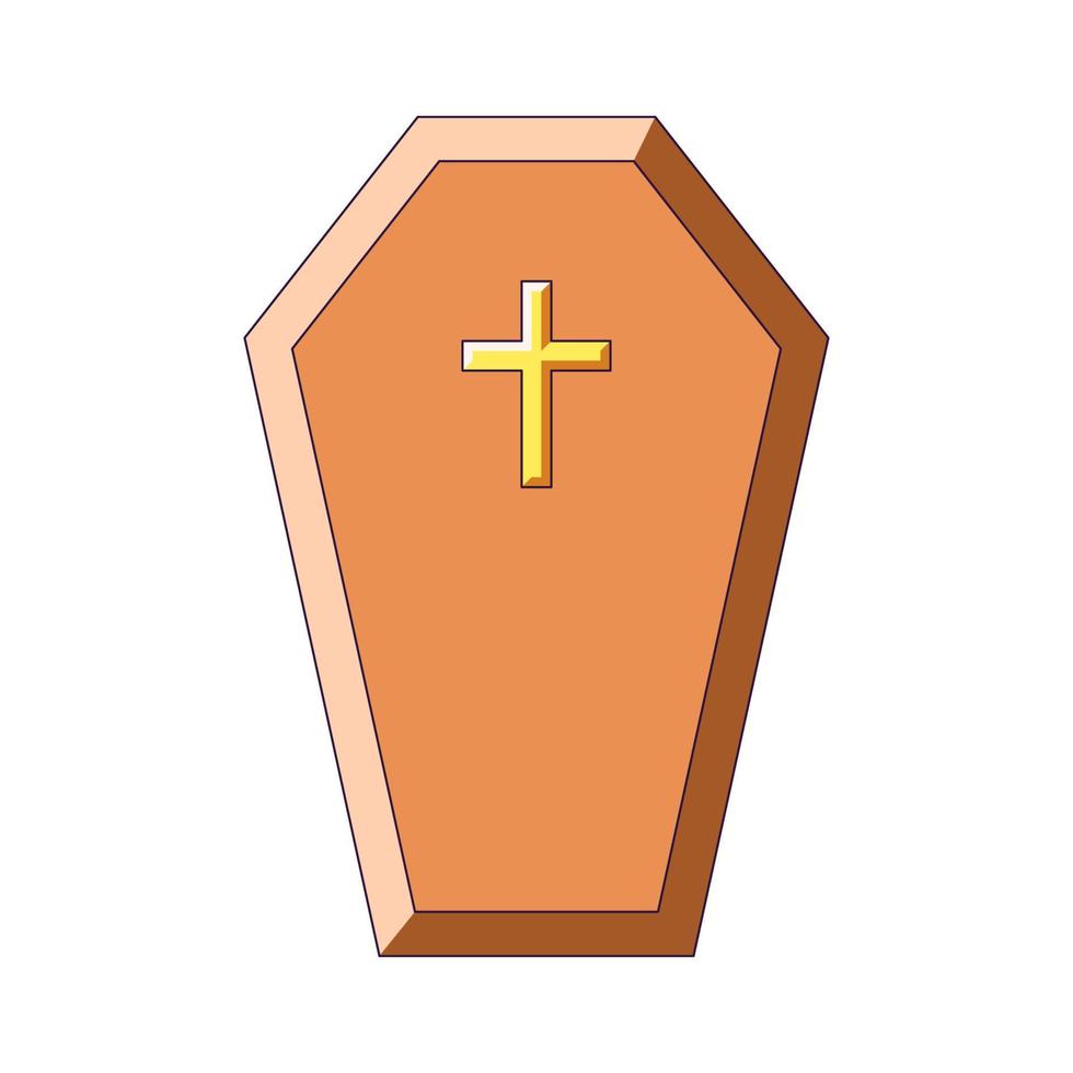 Halloween concept. Vivid cartoon illustration of coffin for sites, stores, articles, books, games, apps. Vibrant detailed image vector