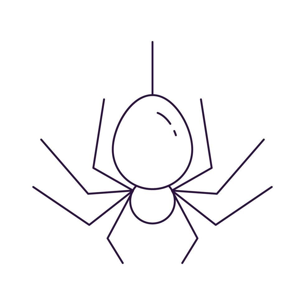 Vector line icon of spider as symbol of Halloween. Outline sign for web sites, apps, adverts, stores. Modern minimalistic monochrome isolated image and editable stroke