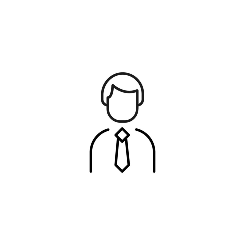 Vector sign suitable for web sites, apps, articles, stores etc. Simple monochrome illustration and editable stroke. Line icon of faceless man in office clothes
